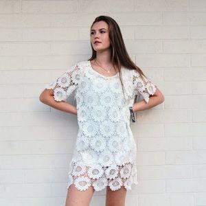 White lace cut-out dress